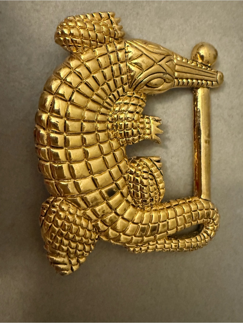 Goldtone  Crocodile-Shaped Reptile Accessory Buckle